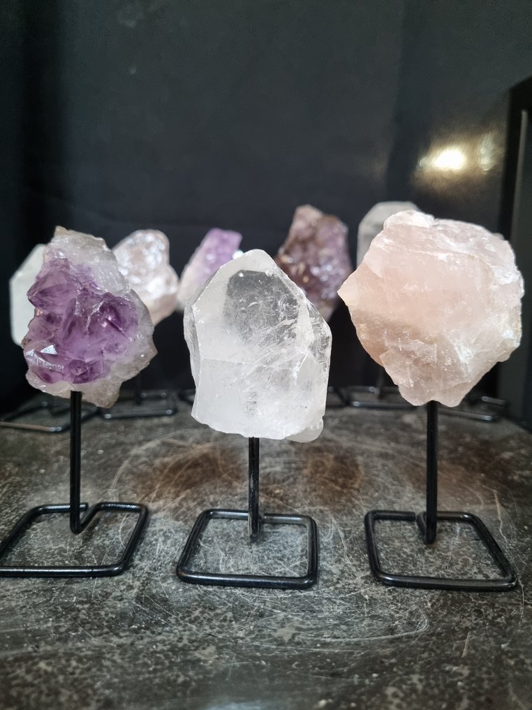 璀璨的石英、紫水晶套装，放在豪华底座上 自由形式- 954 g - (9) #2.1