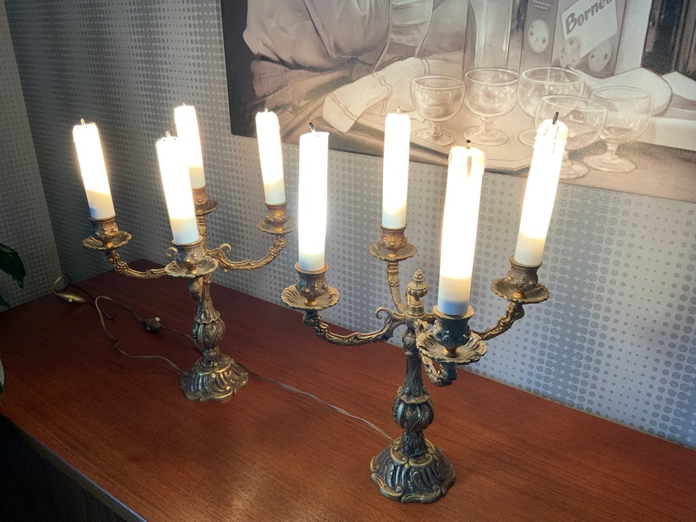 candelabres bronze - opaline - Candélabre (2) - Bronze - Candélabres bronze doré #3.2