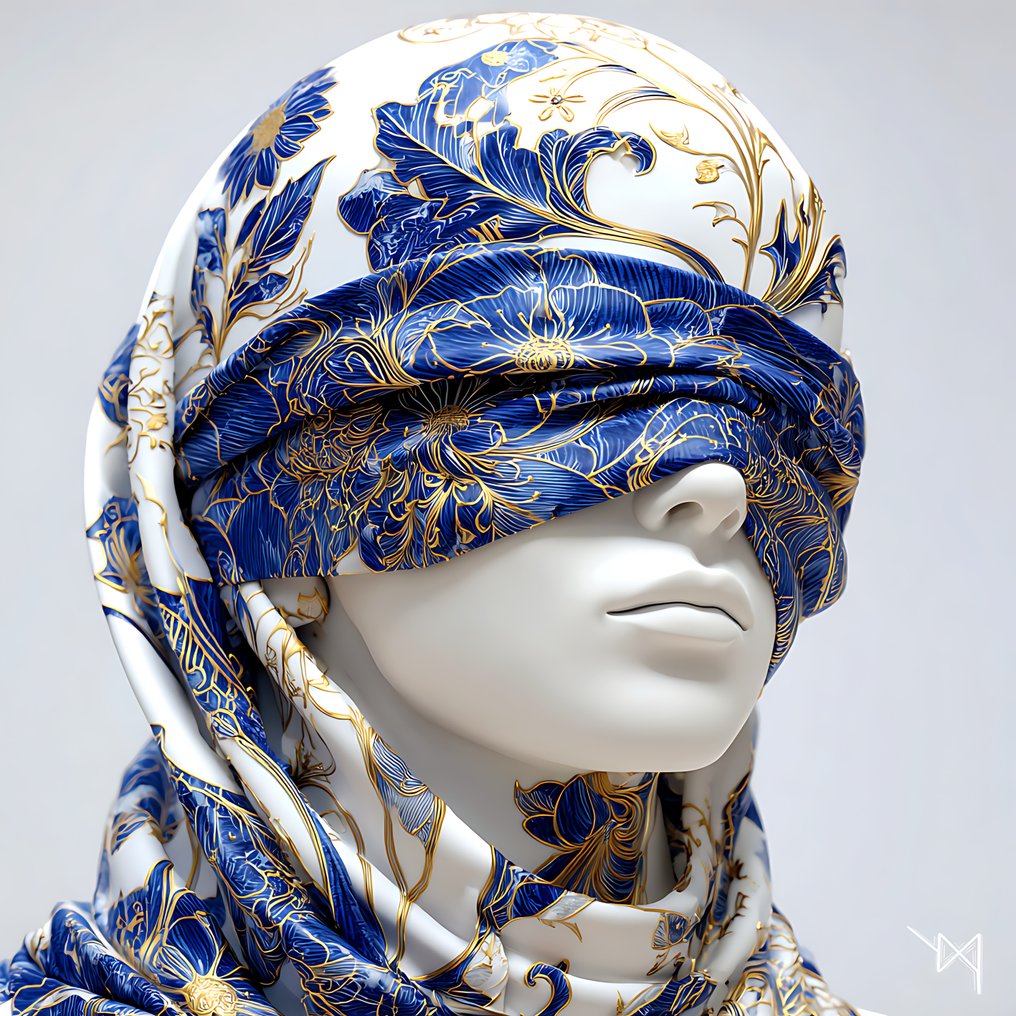 NYX - Voile d’Azur – Portrait Contemporain en Bleu et Or #1.0