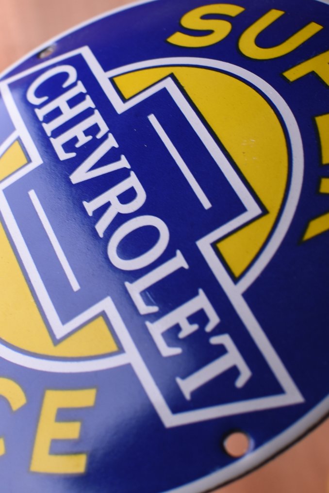 Sign - Chevrolet - Chevrolet "super service"; enamel; handmade; original enamel; No Reserve #1.0