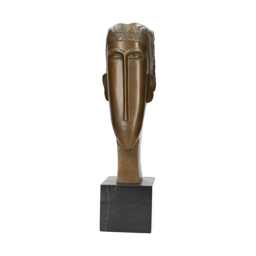 Γλυπτό, Modernist head - 44 cm - Μπρούντζος, Μάρμαρο #2.1
