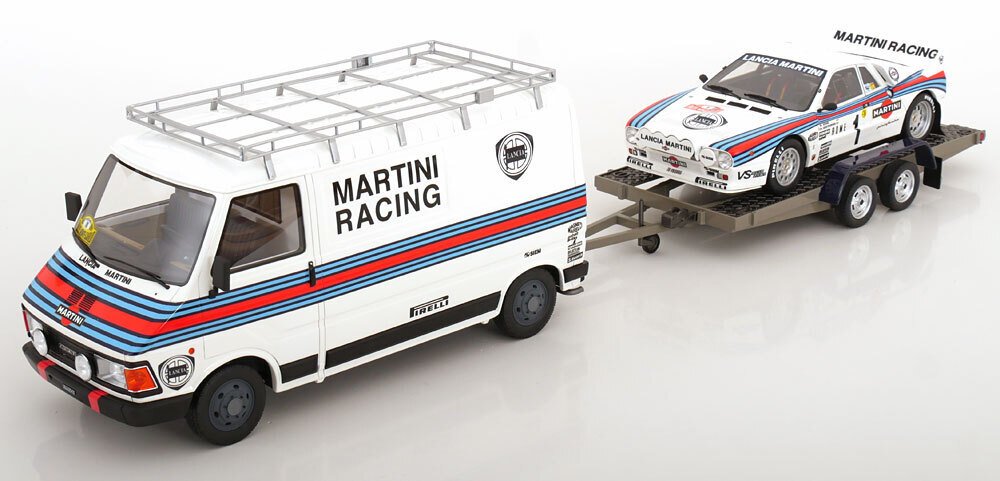 Otto Mobile 1:18 - Model car - Set rally Fiat 242 + Trailer + Lancia 037 GR.B #1 Rallye Monte Carlo - 1983 - W. Rohr - Complete set of 3 models #1.0