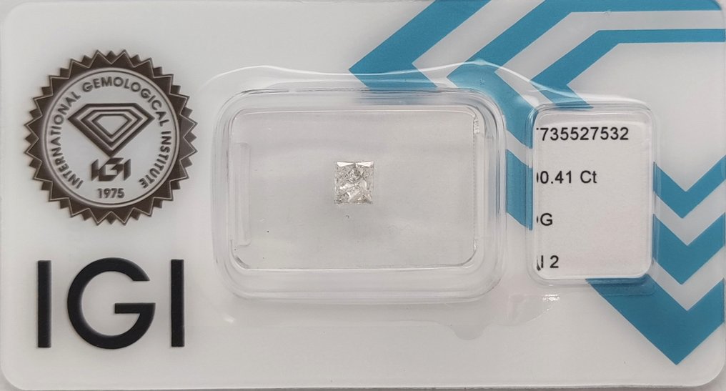 沒有保留價 - 1 pcs 鑽石  (天然)  - 0.41 ct - G - I2 - 國際寶石學院（International Gemological Institute (IGI)） #1.0