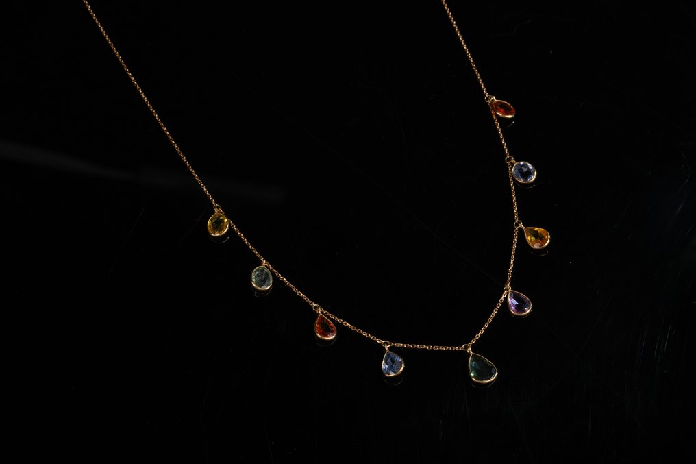 Κολιέ - 18 καράτια Κίτρινο χρυσό - 5.38ct. tw. Ζαφείρι #2.1