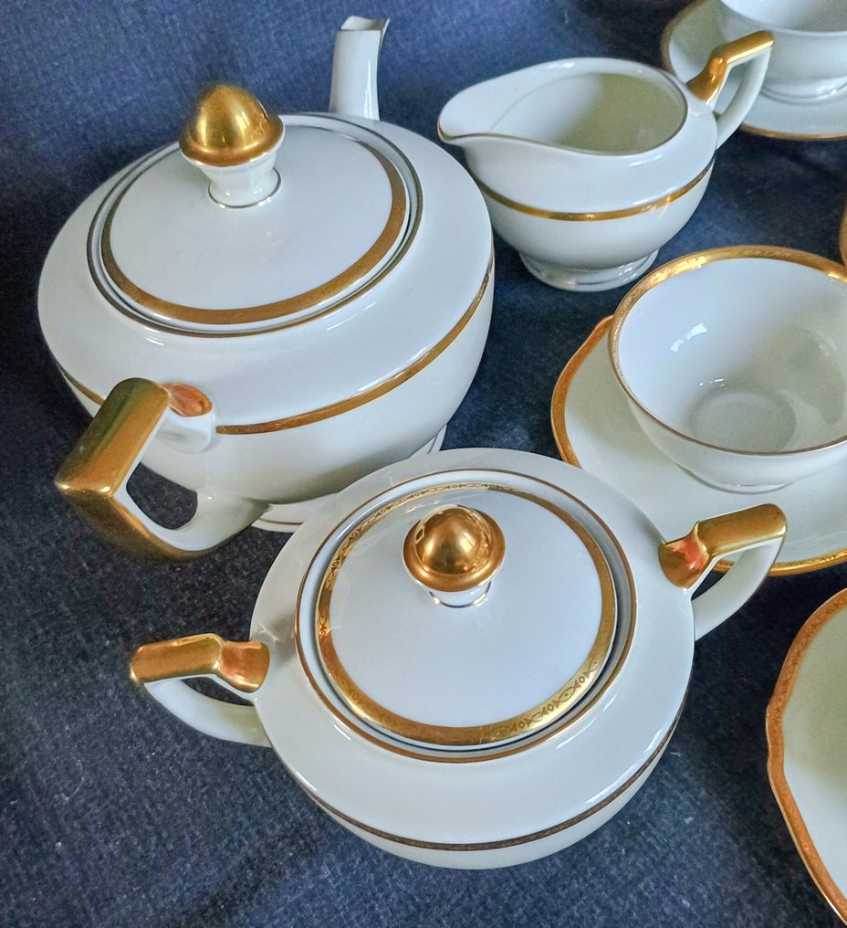 Königlich Tettau - Σερβίτσιο τσαγιού (23) - Rifinito a mano - Χρυσός 24 καρατίων - Χρυσό περίγραμμα #1.0