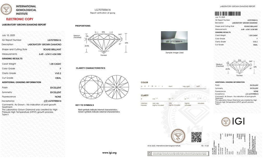 沒有保留價 - 戒指 - 14 克拉 白金 - 1.05ct. tw. 鉆石 (實驗室培育) - 圆形 F-VVS2 #3.2