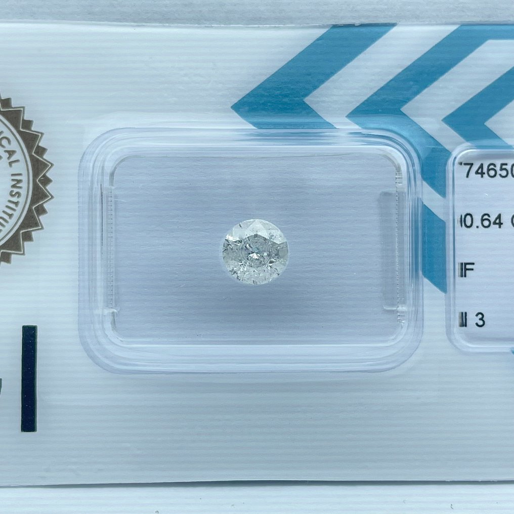 No Reserve Price - 1 pcs Diamond (Natural) - 0.64 ct - Round - F - I3 - International Gemological Institute (IGI) #1.0