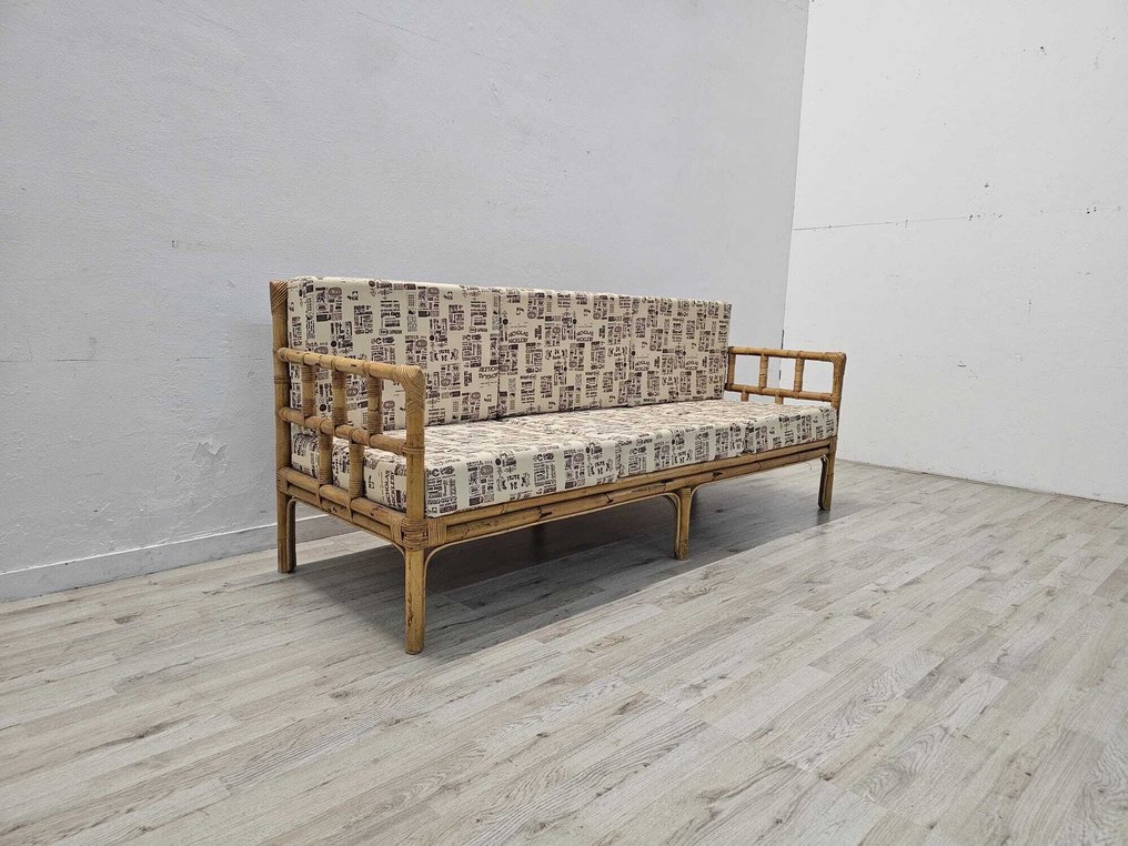 户外家具 - 藤, 竹, 纺织品 - 1970年代复古藤制三人沙发 #1.0