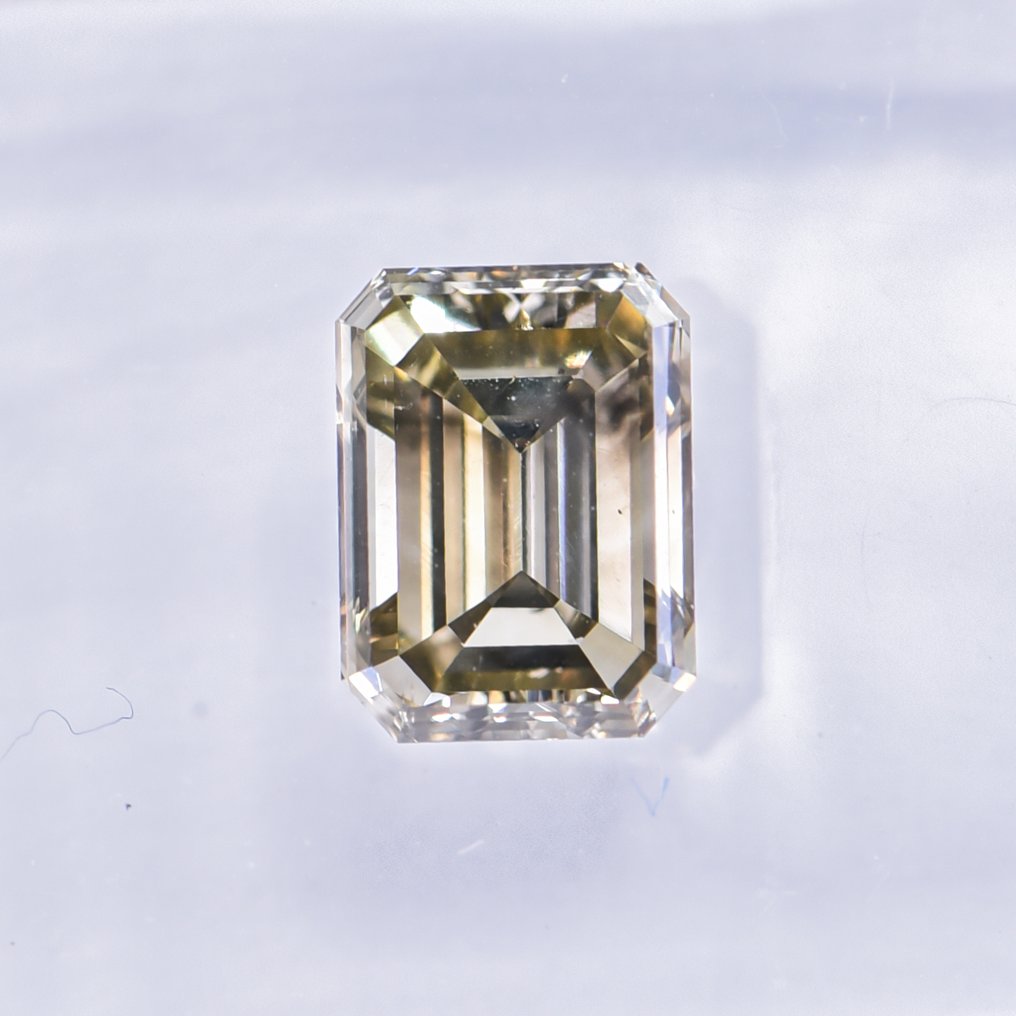 没有保留价 - 1 pcs 钻石 (天然色彩的) - 1.05 ct - 祖母绿 - Fancy 稍帶棕色的, 稍帶綠色的 黄色 - SI1 微内含一级 - 国际宝石研究院(IGI) - VG #3.2