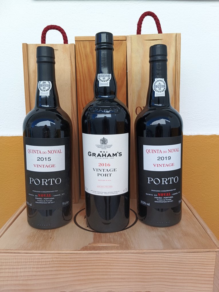 2015 , 2019 Quinta do Noval & 2016 Graham's - Vintage Port - Douro - 3 Flaskor (0,75L) #1.0