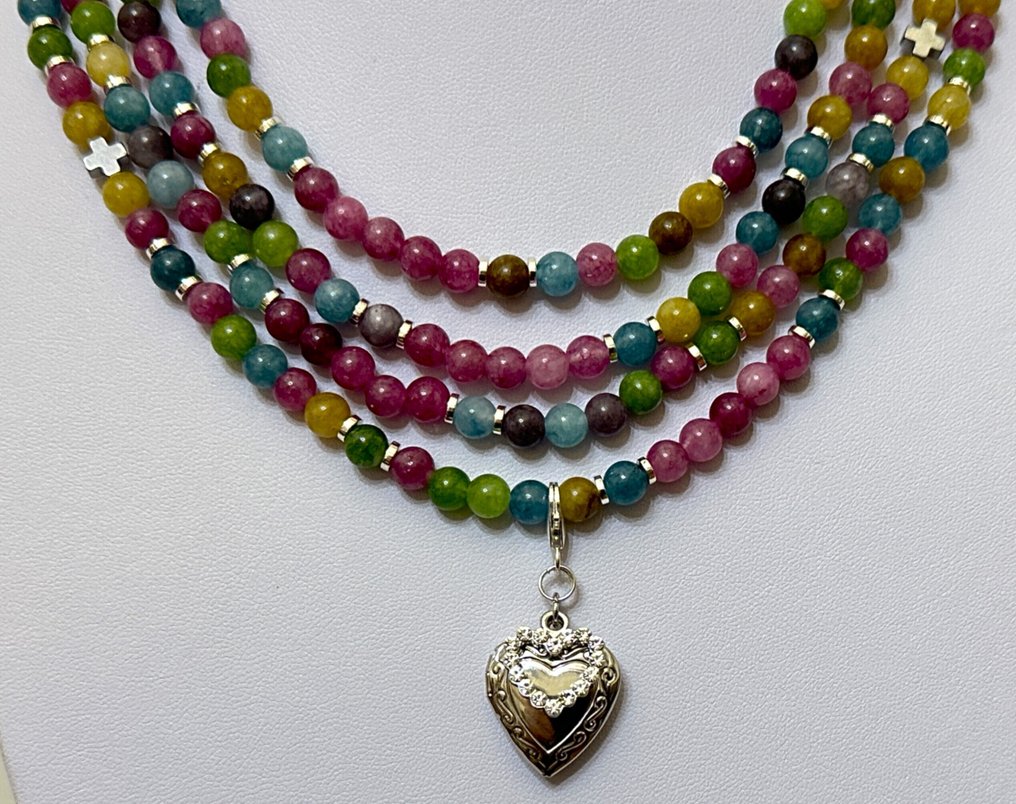 Natural multicolored tourmaline with Grecian Crosses. Cleanses and balances the chakras... - Necklace with pendant #2.1