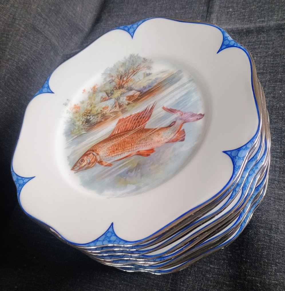 KPM Germany - Serviço de jantar (14) - Pesci - Porcelana - Serviço de peixe #2.1