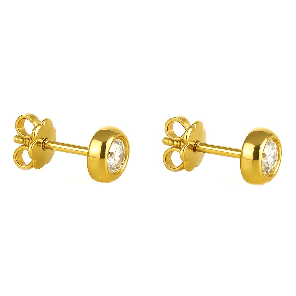 Boucles d'oreilles - 18 carats Or jaune - 0.24ct. tw. Diamant (Naturelle) #1.0