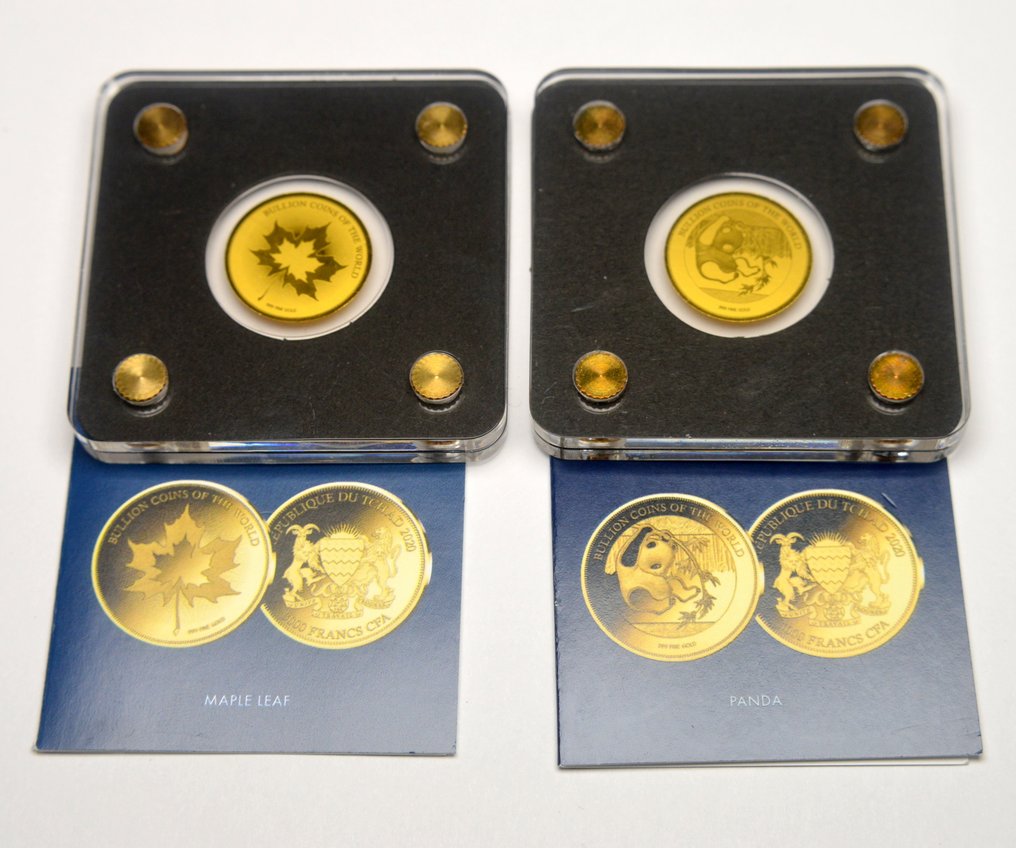 Chad. 3000 Francs 2020 - Bullion coins of the  World - Maple Leaf, Chinese Panda - .999 gold (2 pieces)  (No reserve price) #1.0