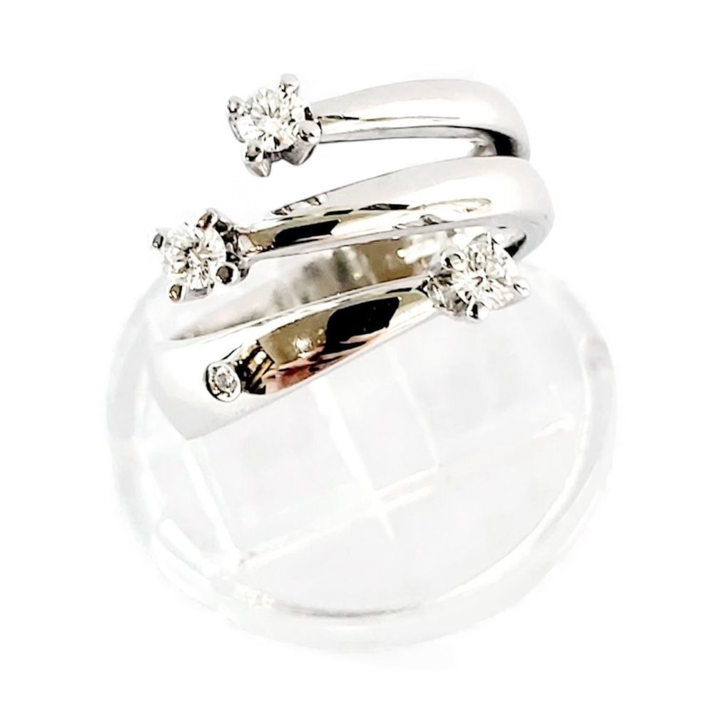 戒指 - 18 克拉 白金 -  0.30ct. tw. 鉆石 (天然)  - 意大利制造 #1.0