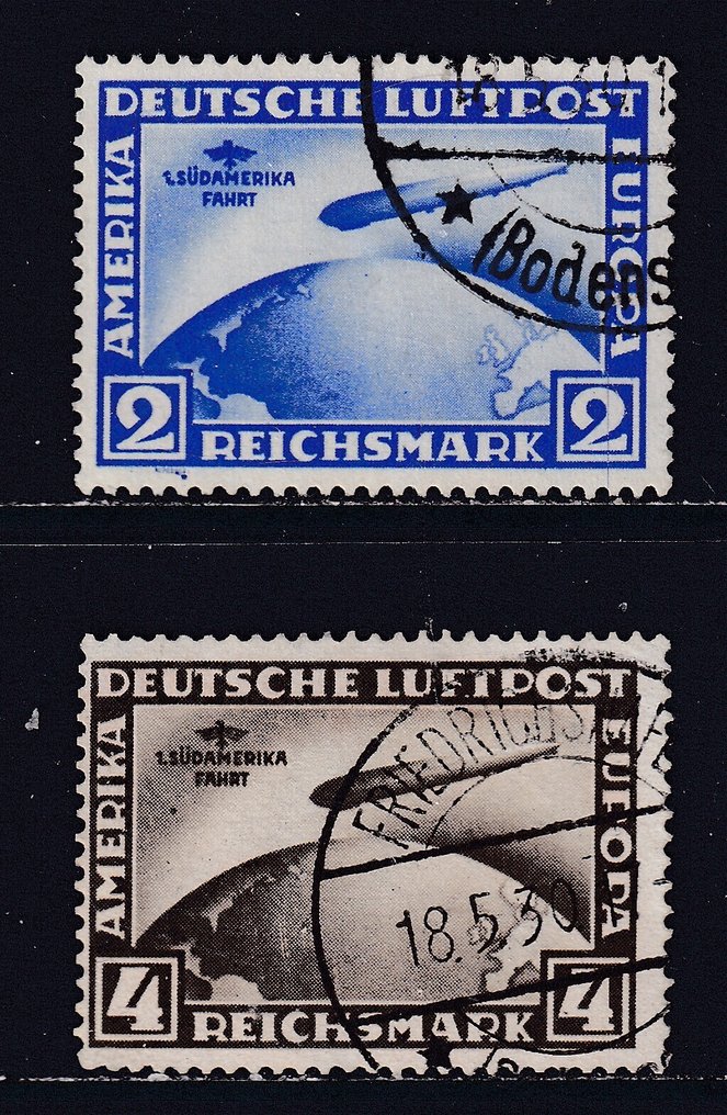 Német Birodalom 1930 - Zeppelin-dél-amerikai utazás. Wz2X (álló) Michel: 438X Gekeurd: Peschl BPP - Michel: 438/439X #1.0