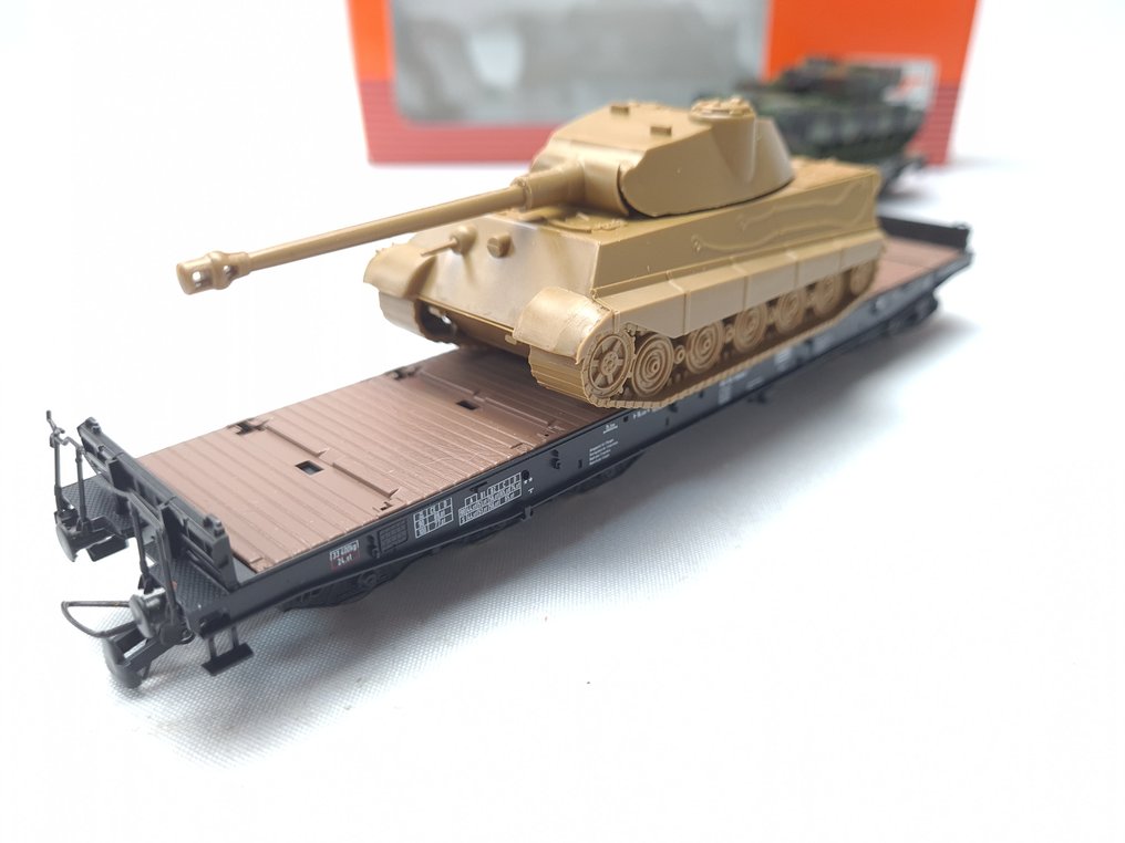 Roco, Minitanks H0 - 689/802 - Model train freight carriage (2) - 2x heavy-duty vehicles with Tiger II and Leopard II #3.2