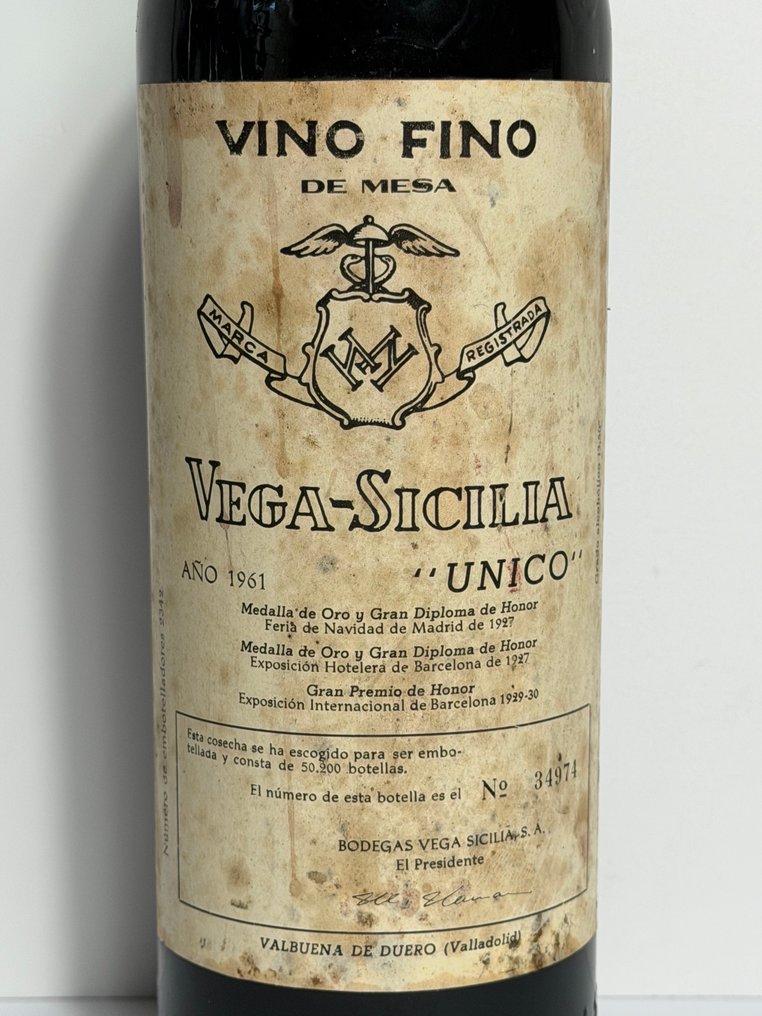 1961 Vega Sicilia, Único - 斗罗河岸 Gran Reserva - 1 Bottle (0.75L) #1.0