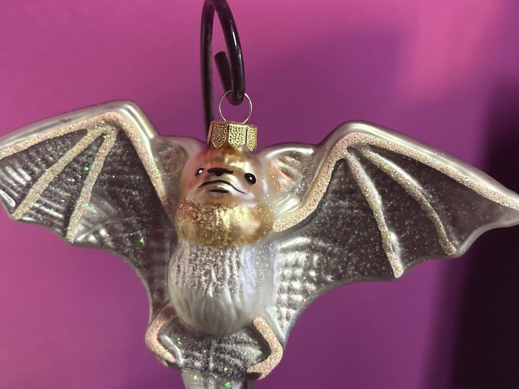 Birgit Müller: twee vleermuizen als kerstornamenten - Χριστουγεννιάτικες διακοσμήσεις Inge Magic (2) - Γυαλί #2.1