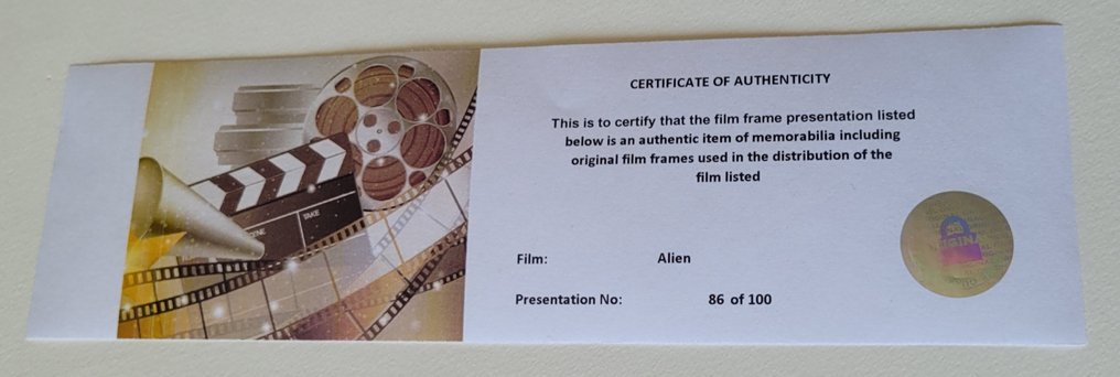 Alien - Framed Film Cell Display with COA #2.1
