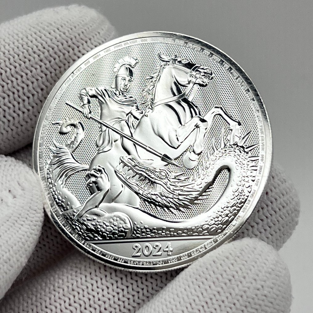 Reino Unido. 2 Pounds 2024 - St. George & the Dragon – 1 oz Silver coin .999 (Sem preço de reserva) #2.1