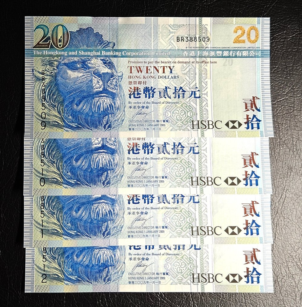 Hong Kong. - 16 x 20 Dollars - 1997/2018 - Various Dates and Designs - Pick 201c, 207f, 212e, W218  (Utan reservationspris) #3.2