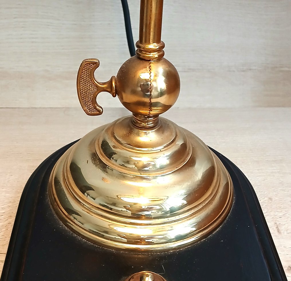 Επιτραπέζιο φωτιστικό banker - Ορείχαλκος, Γυαλί, Ξύλο #4.3