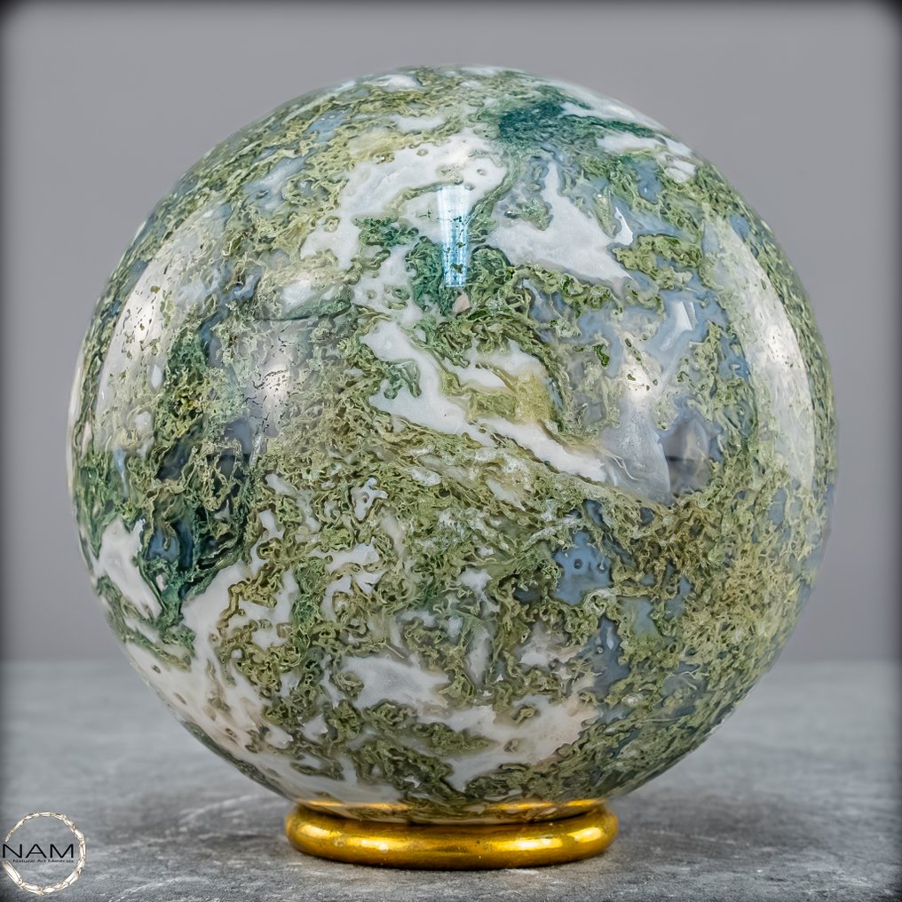 Άριστης ποιότητας φυσικό πολύ καλλιτεχνικό Moss Agate. Σφαίρα- 1272.11 g #2.1