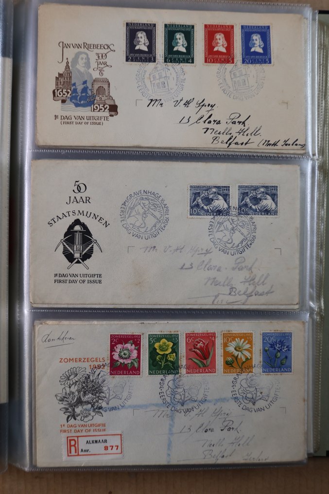 Nederland 1950/2010 - Opptil 2 komplette samlinger av FDC-er i 5 DAVO PSIII-album - ingen minstepris. - NVPH E2 - E621 #2.1