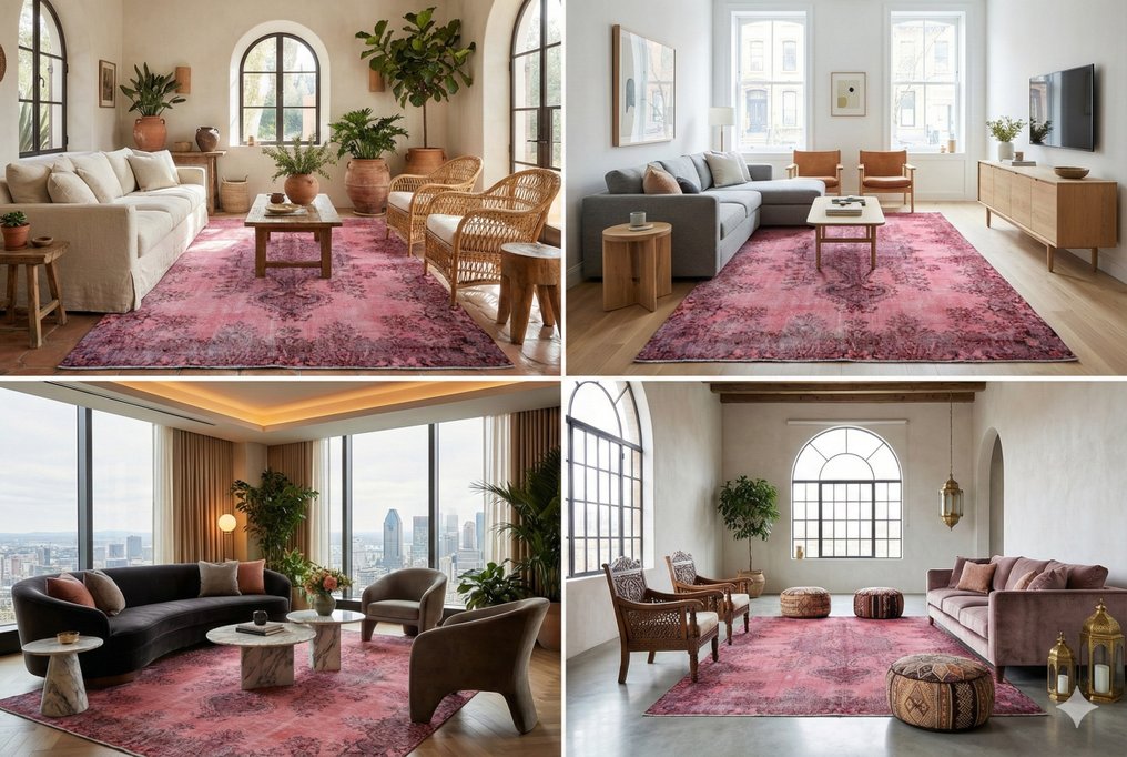 粉色复古 - 小地毯 - 275 cm - 170 cm - 有证书 #1.0