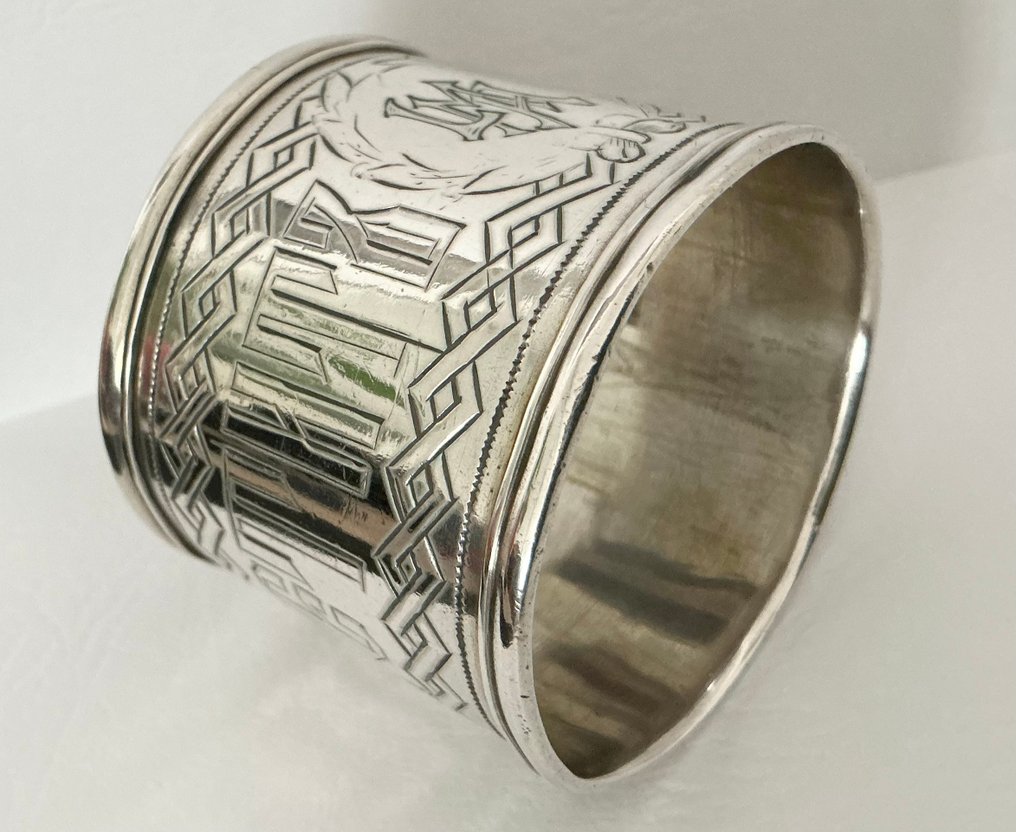 餐巾环  - 875（84 Zolotniki）银，带铭文 - 莫斯科 #1.0