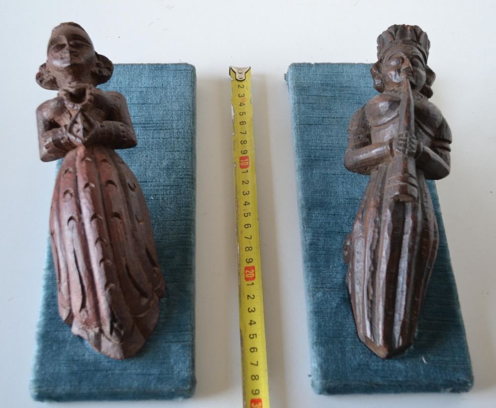 装饰饰品 - 两尊古老的橡木雕塑——两个民俗女神 - 法国 #2.1