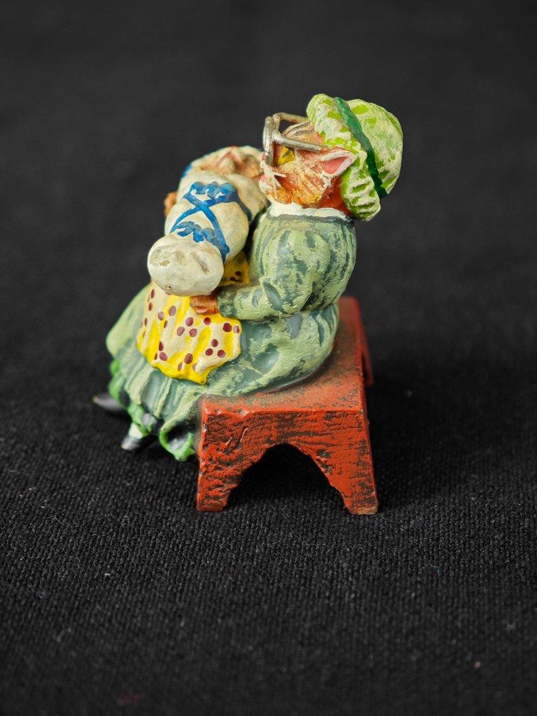 Fritz Bermann - Statuette - Grandma Cat Raising Babies - Koldmalet bronze #3.2