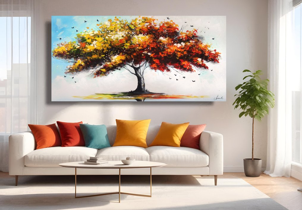 Monika Spiewak - Tree - XXL - Oil Painting Stretched On The Frame - Ready To Hang - 1/1 Unique Piece #1.0