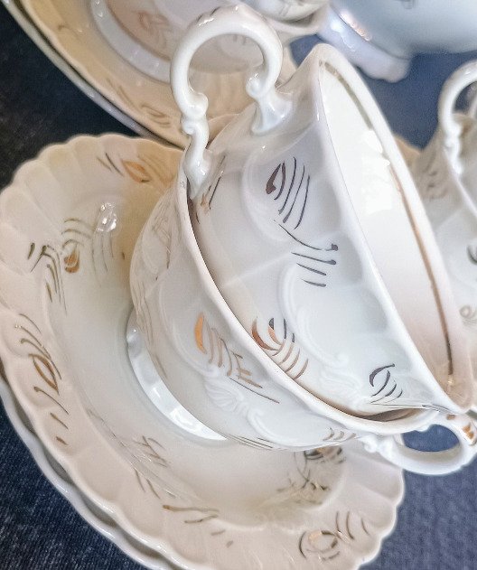 Richard Ginori - Σετ καφέ (15) - Foglia oro - Χρυσός 24 καρατίων #1.0