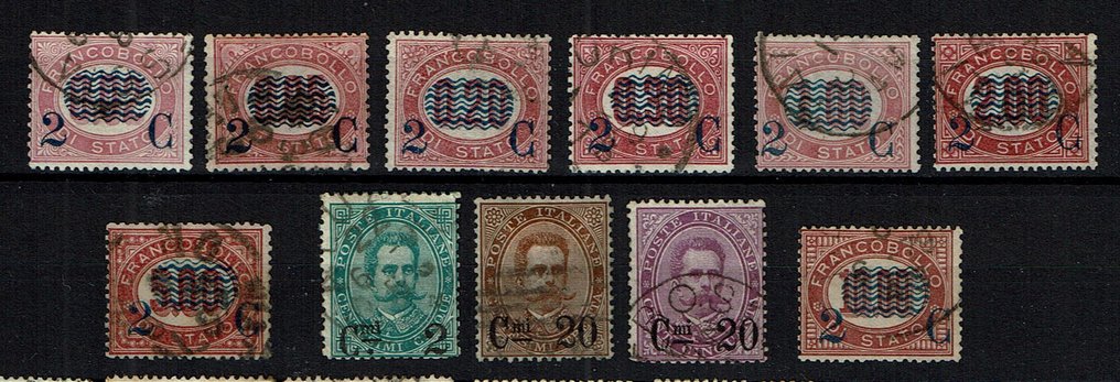 義大利王國 1878/1923 - 使用过的乐透邮票 - Sassone S. 3, S. 6, S. 7, S. 26. #2.1