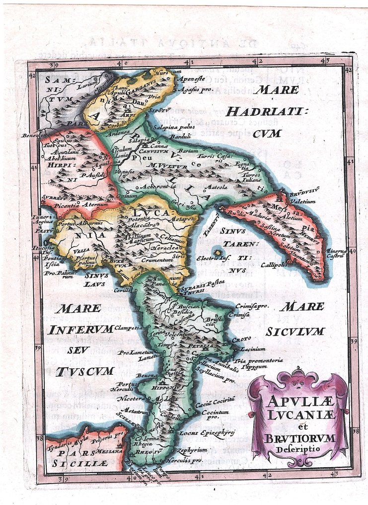 Włochy - Puglia, Basilicata, Campania, Calabria; P. Briet - Apuliae Lucaniae et Brutiorum - 1649 #3.2