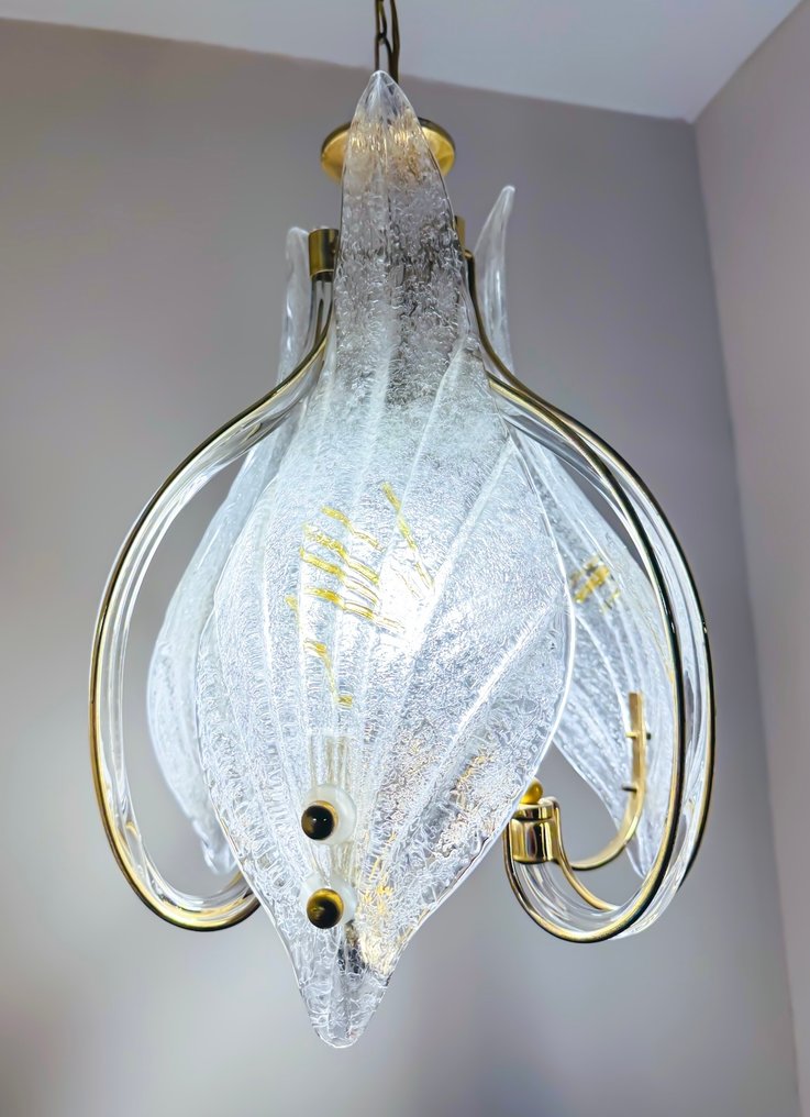 Πολυέλαιος - Φύλλα - Γυαλί, Ορείχαλκος #2.1