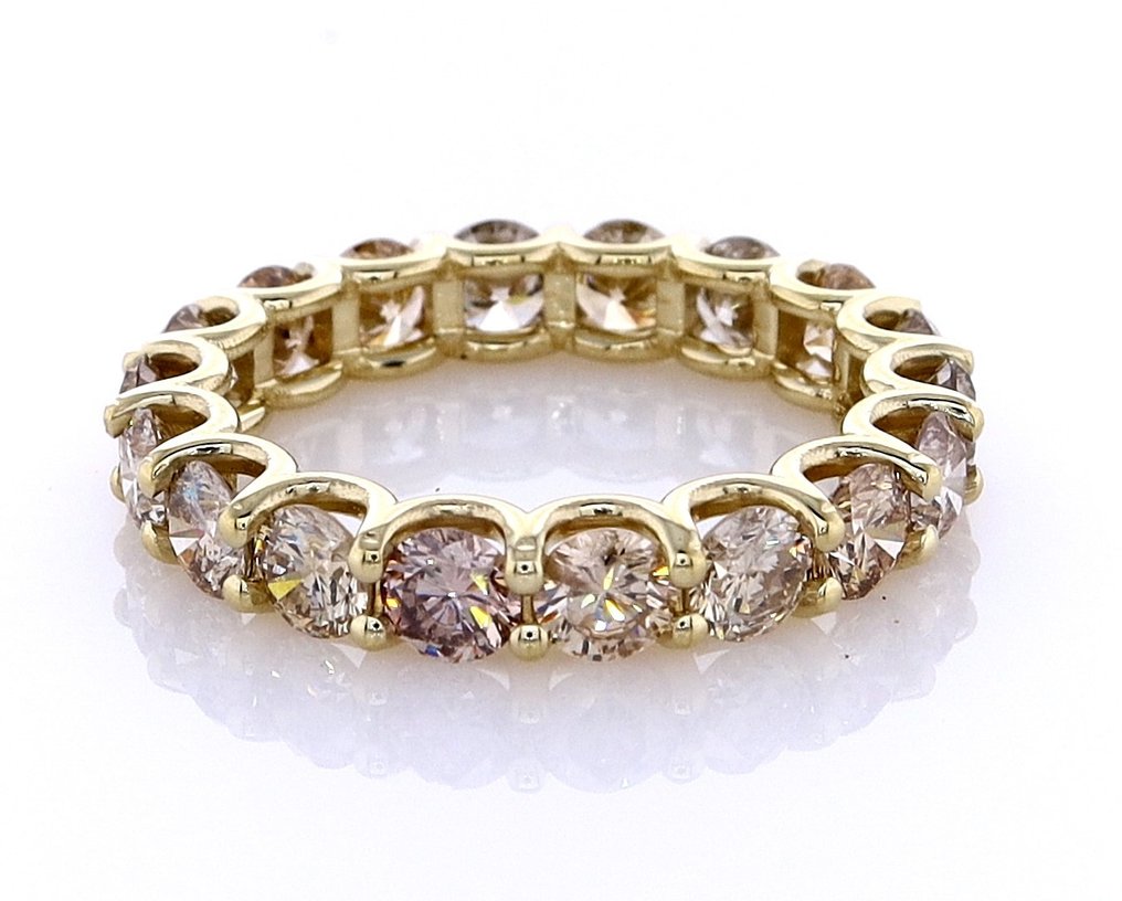 没有保留价 - 戒指 - 14K包金 黄金 -  3.72ct. tw. 钻石 (天然色彩的) #4.3