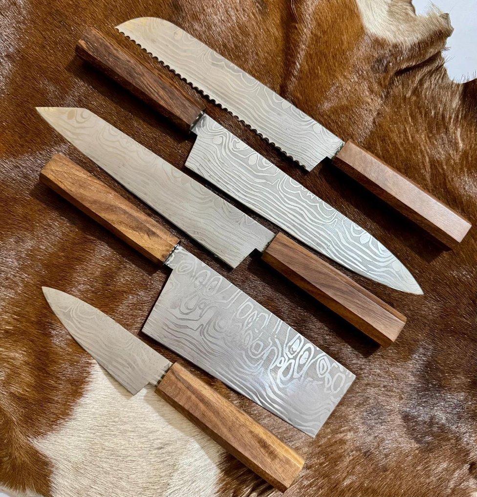 厨刀 - Kitchen knife set -  厨房与露营刀具套装（005） - VG10钢材，少钢和玫瑰木柄 - 日本 - 厨房和烧烤套装 #3.2