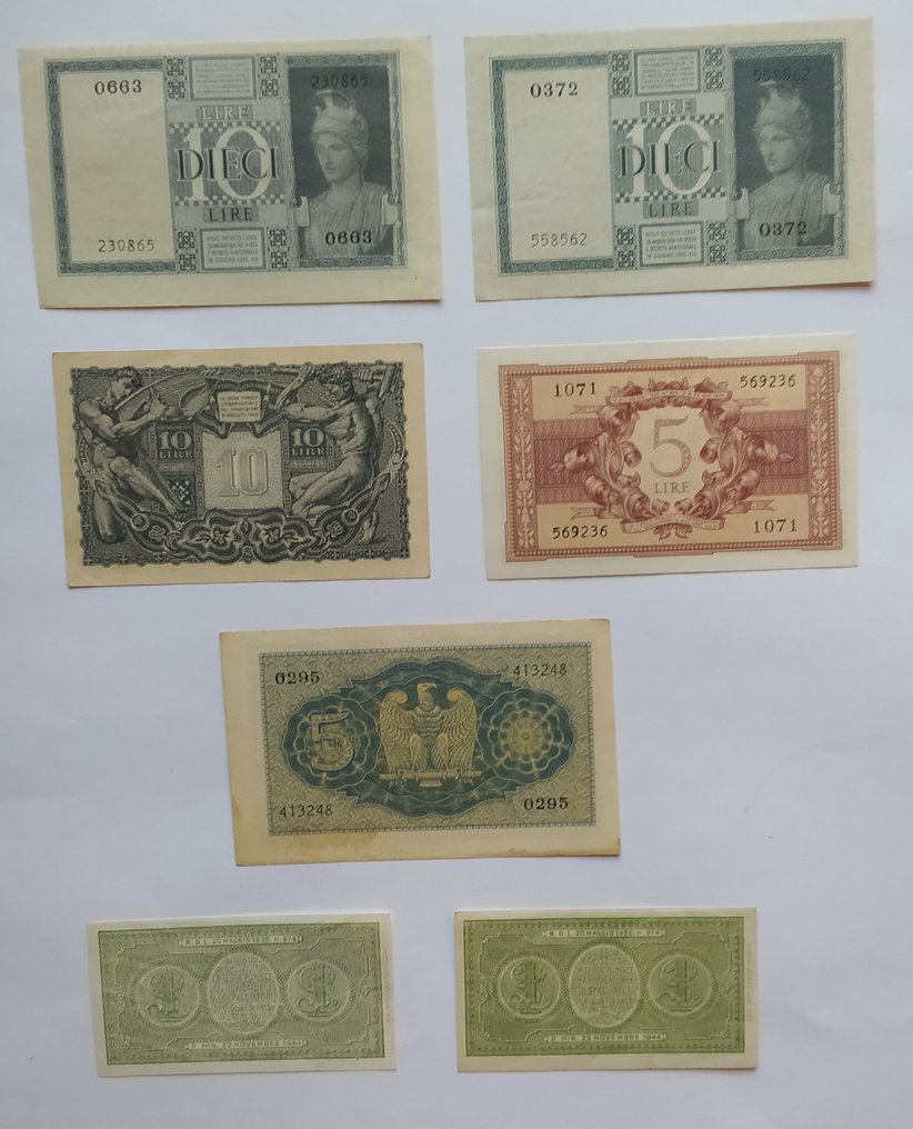 Ιταλία. - 7 banconote Lire - anni vari  (χωρίς τιμή ασφαλείας) #1.0