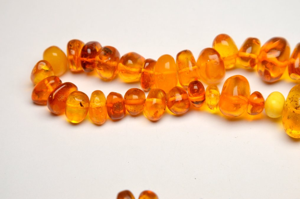 琥珀 - 天然蜂蜜橙色和黄色波罗的海琥珀 - 打磨珠子 - 82.3克 - 頸鏈 #2.1