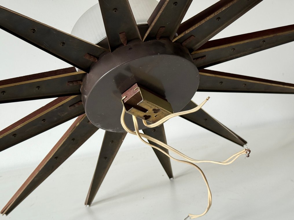 Fali lámpatest - Sárgaréz, Fa, Üveg #4.3