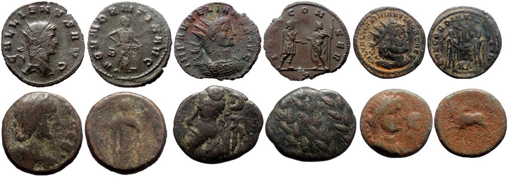 罗马帝国, 罗马帝国(省) Lot of 6 Æ coins 3rd century AD (没有保留价) #1.0