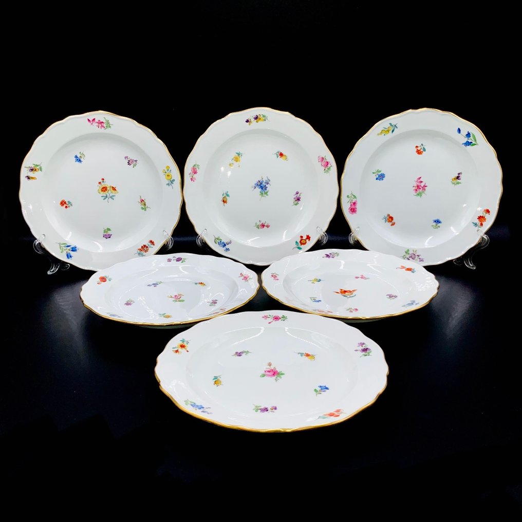 Meissen - First Choice - Exquisite Set of 6 Plates (22 cm) - "Scattered Flowers" Pattern - 盤子 - 手工绘制瓷器 #2.1