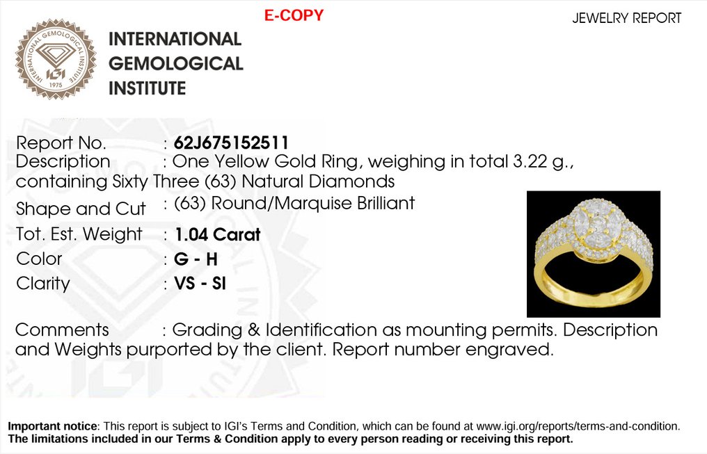 戒指 - 18 克拉 黃金 - 1.04ct. tw. - 鉆石 #2.1