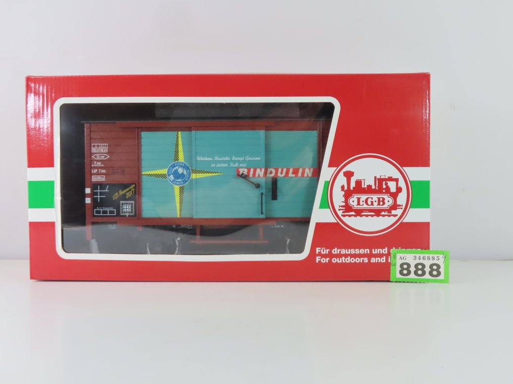 LGB G - 40017 - 模型火车货运车厢 (1) - 2轴封闭式货车，特殊版本“Bindulin”，博物馆车2017 - DB #3.2