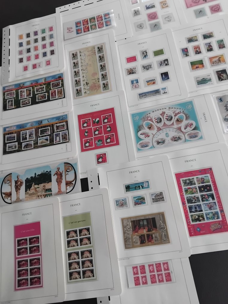 France 2005 - Année 2005 sur feuilles Leuchtturm avec timbres neufs**+ Carnets , Blocs & Autoadhésifs - ++ Cote Yvert , Valeur faciale  & Valeurs Permanente ++ Poste Aérienne & Tp Service 2003/05 #1.0