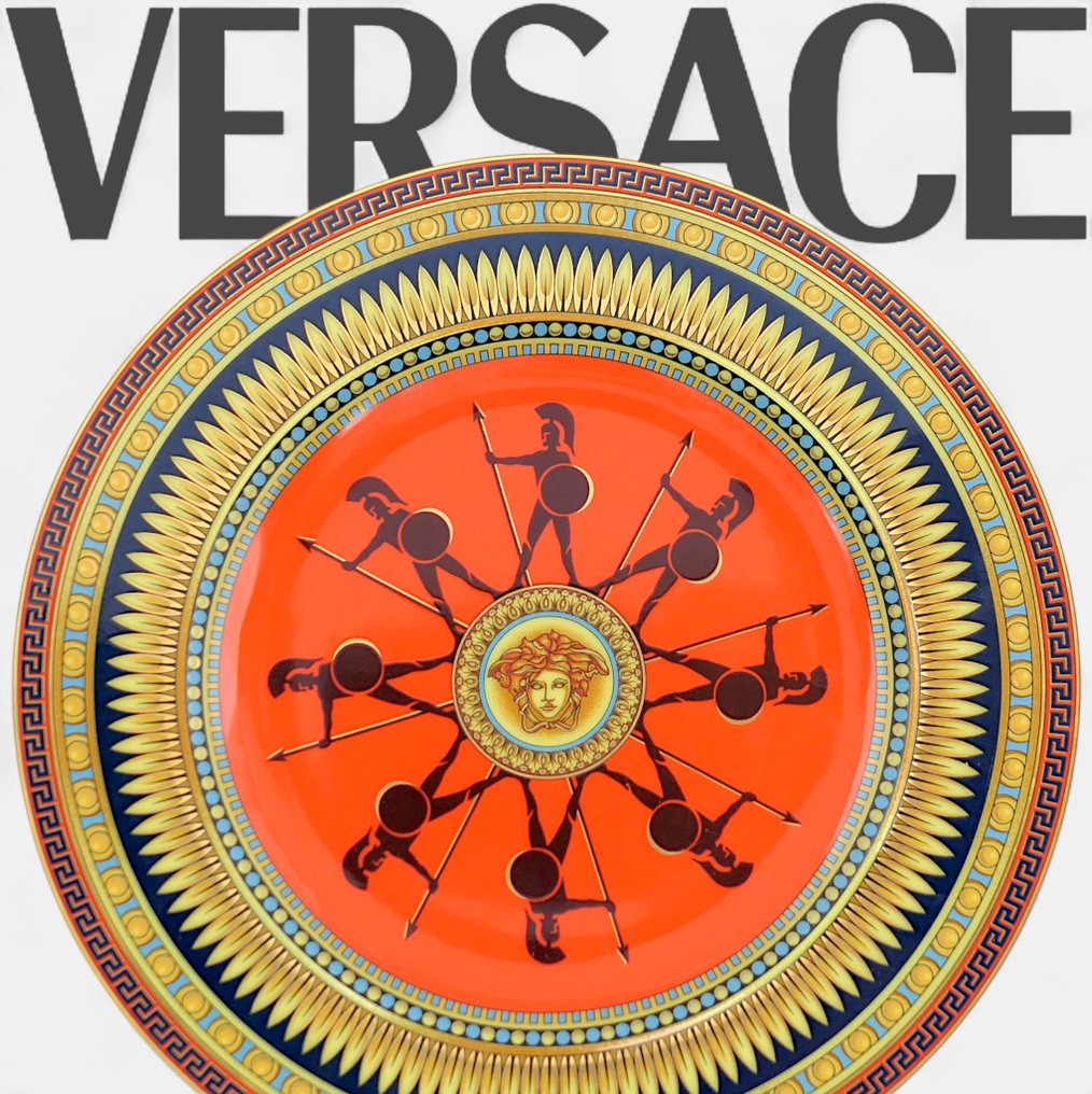 Rosenthal, Versace - Dish - Collezione "Iconic Heroes": Hercules + Original Box & Authenticity Card - 18 cm - German Polychrome Porcelain - 1993 #1.0