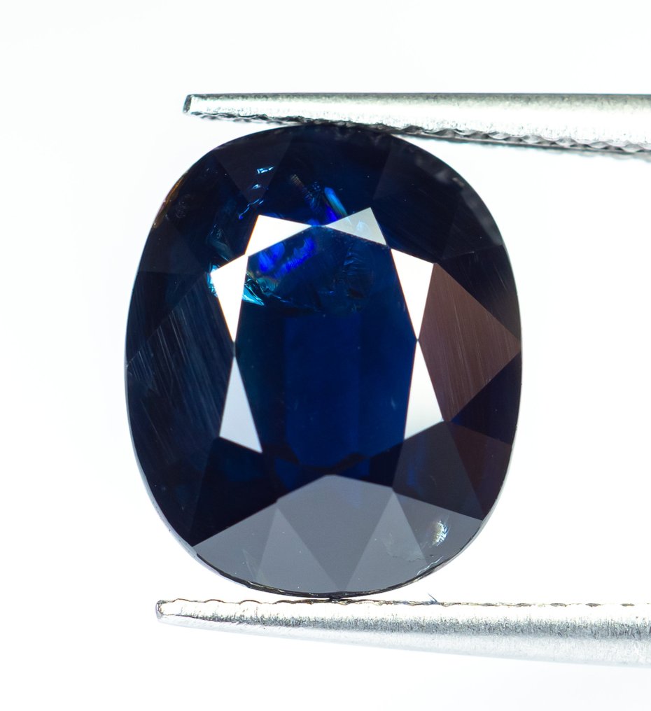没有保留价 蓝宝石  - 7.98 ct - Bellerophon 宝石实验室 - 深蓝色 #1.0